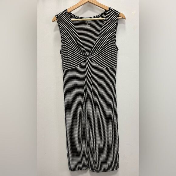 Duo Maternity Black White Striped Sleeveless Dress Size Medium - Picture 1 of 4